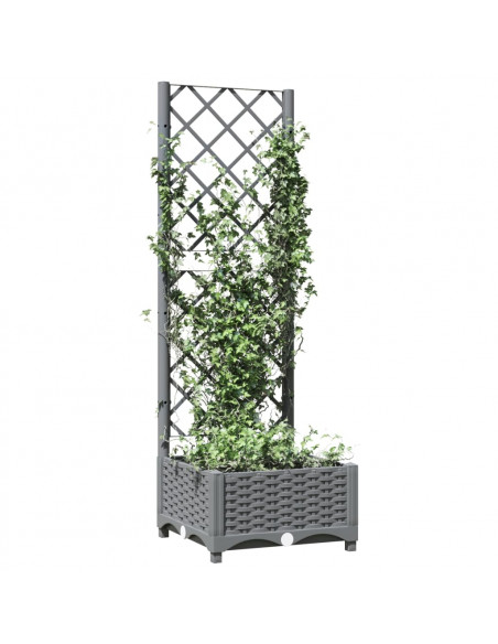Fioriera da Giardino e Graticcio Grigio Chiaro 40x40x121,5cm PP