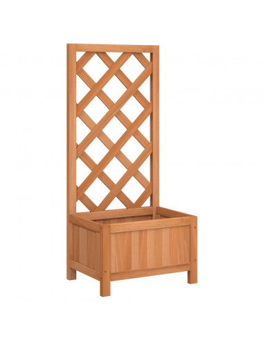 Fioriera con Traliccio Marrone in Legno Massello di Abete