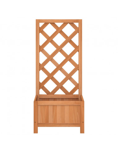 Fioriera con Traliccio Marrone in Legno Massello di Abete