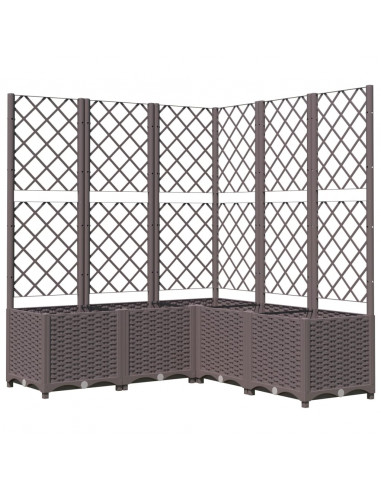 Fioriera da Giardino con Graticcio Marrone 120x120x136 cm in PP