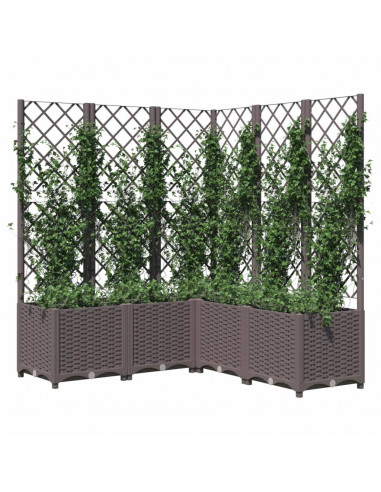 Fioriera da Giardino con Graticcio Marrone 120x120x136 cm in PP