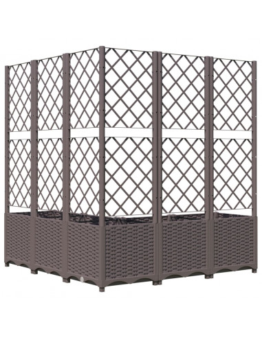 Fioriera da Giardino con Graticcio Marrone 120x120x136 cm in PP