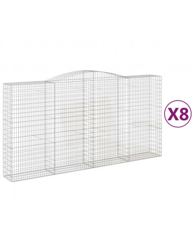 Cesti Gabbioni ad Arco 8 pz 400x50x200/220 cm Ferro Zincato