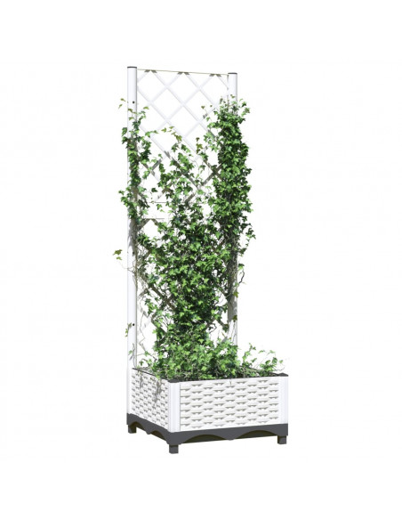 Fioriera da Giardino con Graticcio Bianco 40x40x121,5 cm PP