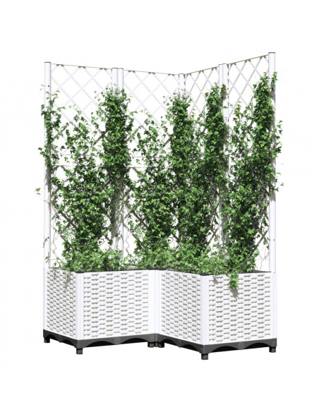 Fioriera da Giardino con Graticcio Bianco 80x80x136 cm PP