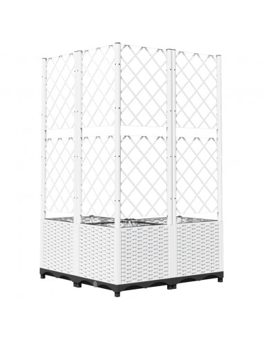 Fioriera da Giardino con Graticcio Bianco 80x80x136 cm PP