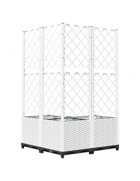 Fioriera da Giardino con Graticcio Bianco 80x80x136 cm PP