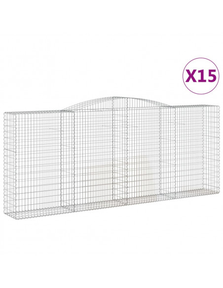 Cesti Gabbioni ad Arco 15 pz 400x50x160/180 cm Ferro Zincato