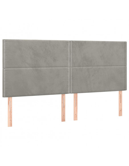 Testiera 4 pz Grigio Chiaro 80x5x78/88 cm in Velluto