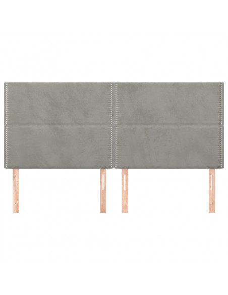 Testiera 4 pz Grigio Chiaro 80x5x78/88 cm in Velluto