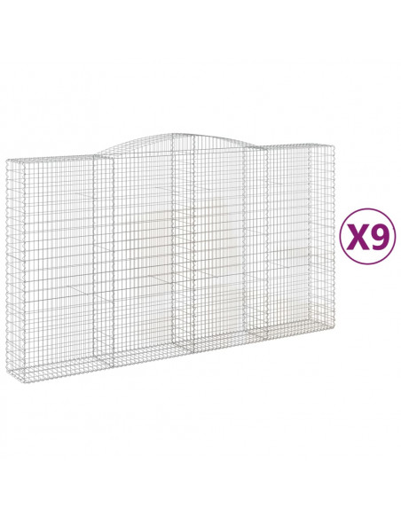 Cesti Gabbioni ad Arco 9 pz 400x50x220/240 cm Ferro Zincato