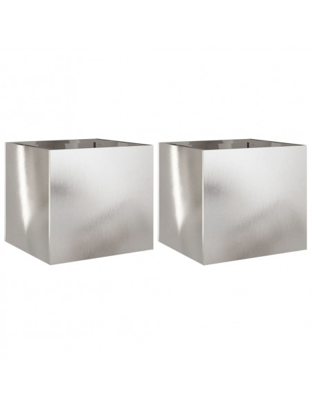 Fioriere 2 pz Argento 32x30x29 cm in Acciaio Inox