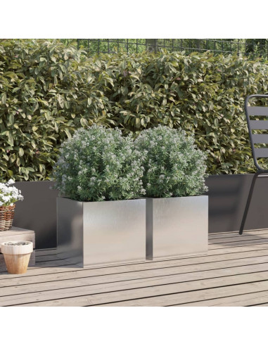 Fioriere 2 pz Argento 32x30x29 cm in Acciaio Inox