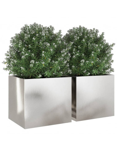 Fioriere 2 pz Argento 32x30x29 cm in Acciaio Inox
