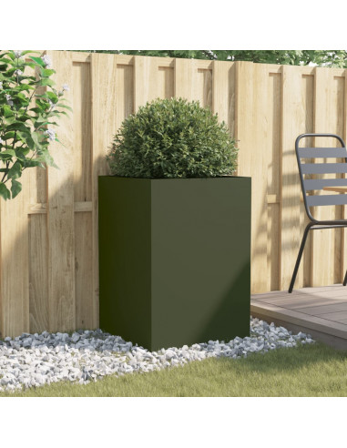 Fioriera Verde Oliva 52x48x75 cm in Acciaio Laminato a Freddo
