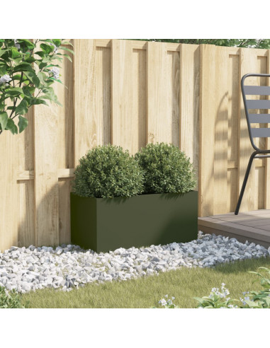 Fioriera Verde Oliva 62x30x29 cm in Acciaio Laminato a Freddo