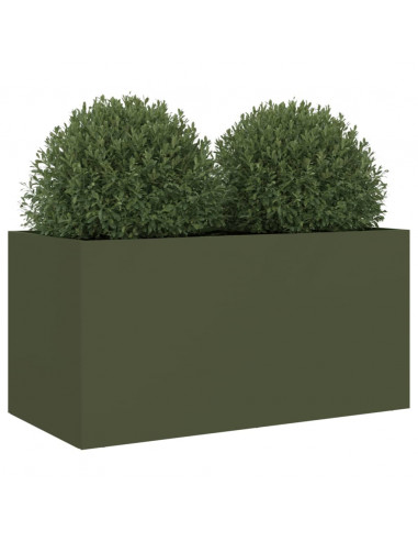 Fioriera Verde Oliva 62x30x29 cm in Acciaio Laminato a Freddo