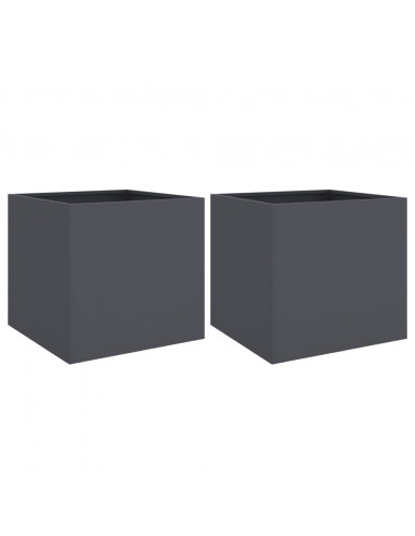 Fioriere 2 pz Antracite 49x47x46 cm Acciaio Laminato a Freddo
