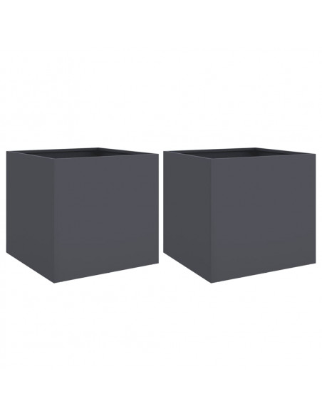 Fioriere 2 pz Antracite 49x47x46 cm Acciaio Laminato a Freddo