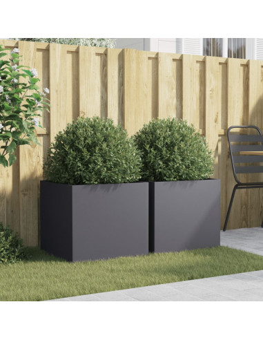 Fioriere 2 pz Antracite 49x47x46 cm Acciaio Laminato a Freddo