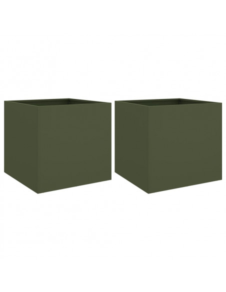 Fioriere 2pz Verde Oliva 49x47x46 cm Acciaio Laminato a Freddo