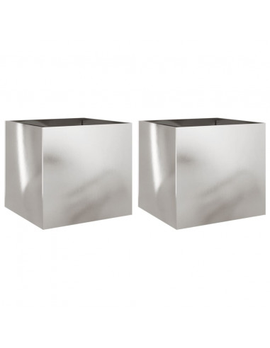 Fioriere 2 pz Argento 42x40x39 cm in Acciaio Inox