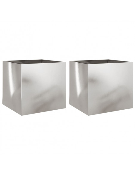Fioriere 2 pz Argento 42x40x39 cm in Acciaio Inox
