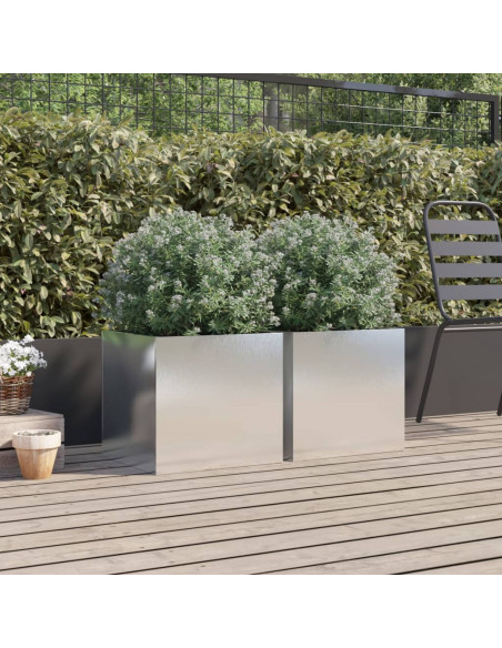 Fioriere 2 pz Argento 42x40x39 cm in Acciaio Inox