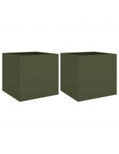 Fioriere 2pz Verde Oliva 42x40x39 cm Acciaio Laminato a Freddo 2