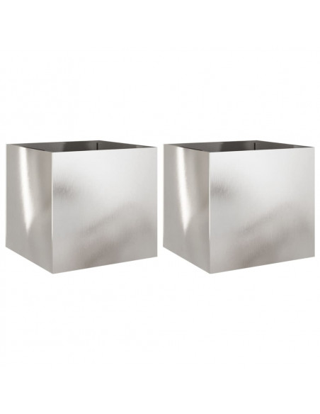 Fioriere 2 pz Argento 49x47x46 cm in Acciaio Inox