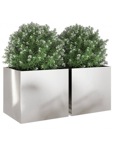 Fioriere 2 pz Argento 49x47x46 cm in Acciaio Inox