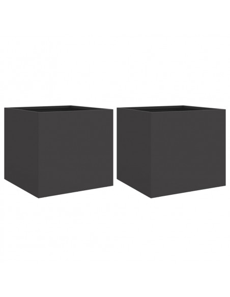 Fioriere 2 pz Nere 32x30x29 cm in Acciaio Laminato a Freddo