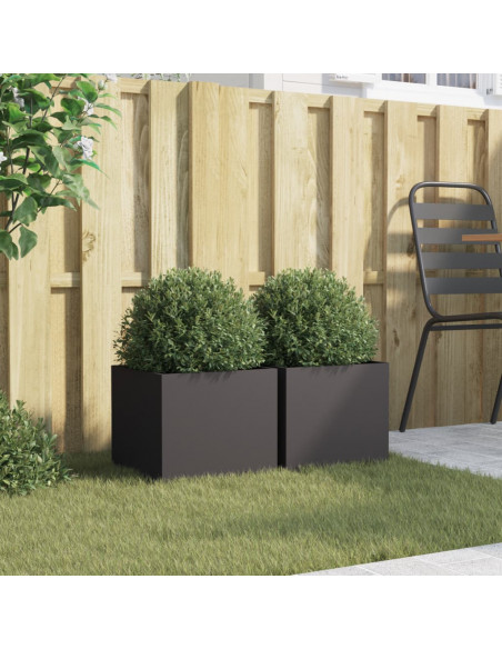 Fioriere 2 pz Nere 32x30x29 cm in Acciaio Laminato a Freddo
