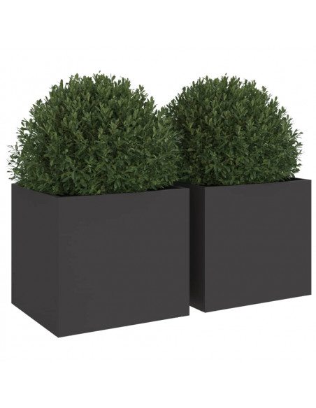 Fioriere 2 pz Nere 32x30x29 cm in Acciaio Laminato a Freddo
