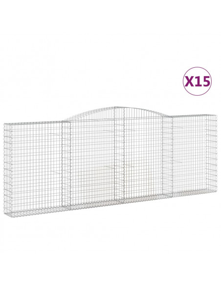 Cesti Gabbioni ad Arco 15 pz 400x30x140/160 cm Ferro Zincato