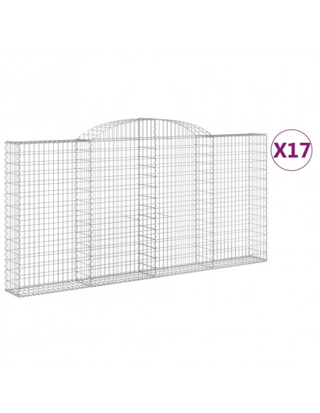 Cesti Gabbioni ad Arco 17 pz 300x30x140/160 cm Ferro Zincato