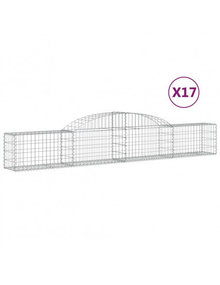 Cesti Gabbioni ad Arco 17 pz 300x30x40/60 cm Ferro Zincato
