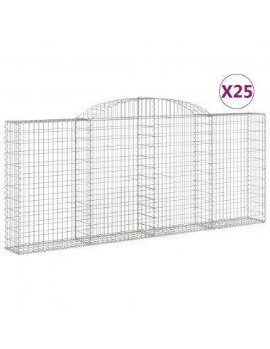 Cesti Gabbioni ad Arco 25 pz 300x30x120/140 cm Ferro Zincato