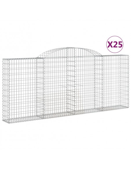 Cesti Gabbioni ad Arco 25 pz 300x30x120/140 cm Ferro Zincato