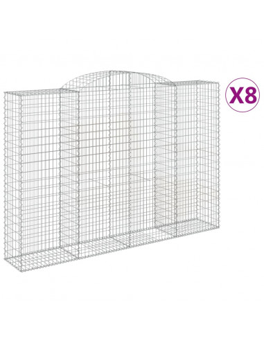 Cesti Gabbioni ad Arco 8 pz 300x50x200/220 cm Ferro Zincato