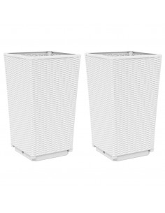 Fioriere da Giardino 2 pz Bianche 32,5x32,5x57 cm in PP 2