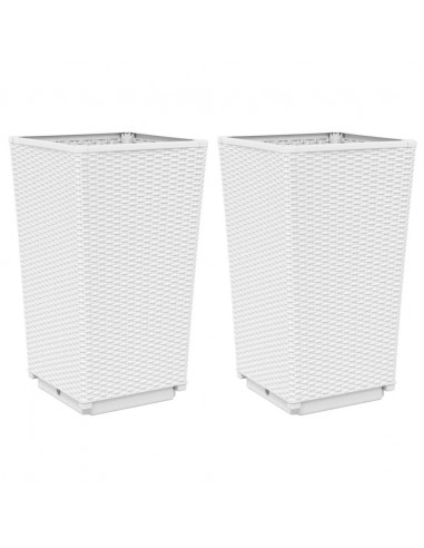 Fioriere da Giardino 2 pz Bianche 32,5x32,5x57 cm in PP