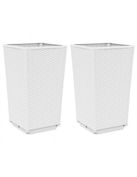 Fioriere da Giardino 2 pz Bianche 32,5x32,5x57 cm in PP