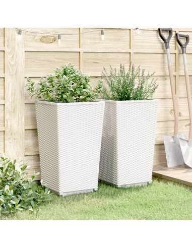 Fioriere da Giardino 2 pz Bianche 32,5x32,5x57 cm in PP