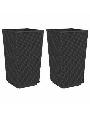 Fioriere da Giardino 2 pz Nere 32,5x32,5x57 cm in PP