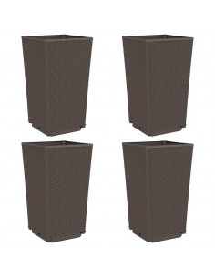 Fioriere da Giardino 4 pz Marrone 32,5x32,5x57 cm in PP 2