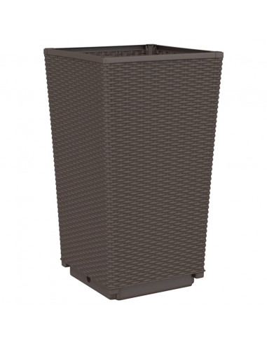 Fioriere da Giardino 4 pz Marrone 32,5x32,5x57 cm in PP