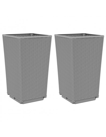 Fioriere da Giardino 2 pz Grigio Chiaro 32,5x32,5x57 cm in PP