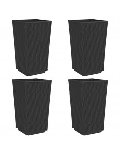 Fioriere da Giardino 4 pz Nere 32,5x32,5x57 cm in PP 2