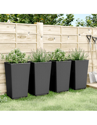 Fioriere da Giardino 4 pz Nere 32,5x32,5x57 cm in PP